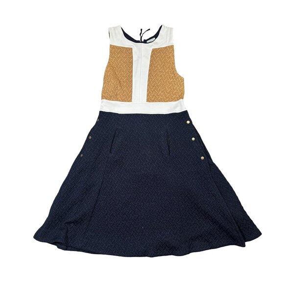 Anthropologie Maeve Cabled Colorblock Fit Flare Dress Office Work Size 8 - Picture 3 of 8